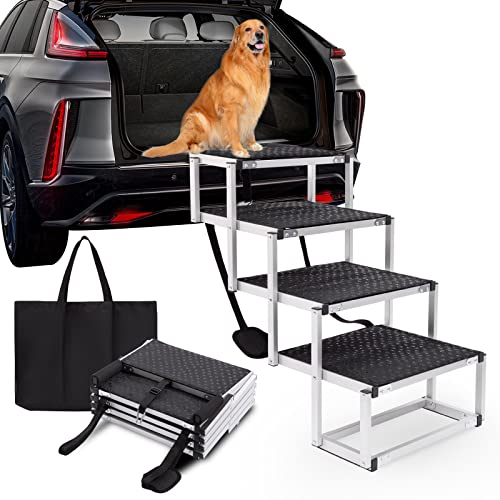 Dog-Car-Ramp-for-Large-Dogs-Portable-Aluminum-Foldable-Pet-Ladder-Ramp-with-Nonslip-Surface-for-High-Beds-Trucks-SUV-and-Cars-Supports-up-to-150-lbs-Upgraded-4-Steps