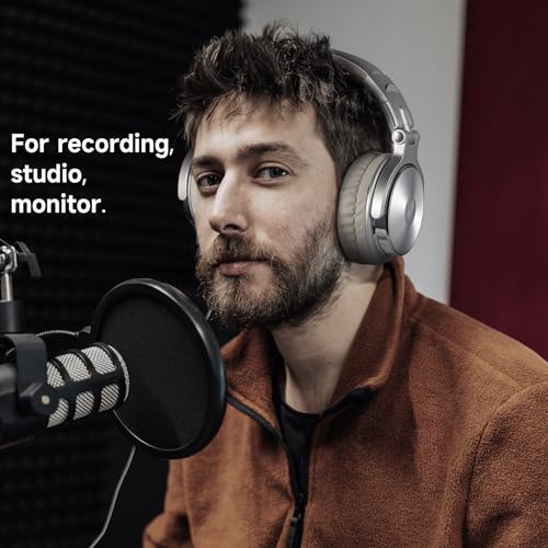 Oneodio PRO-002-SILVER-USA Wired Over Ear Headphones Studio Monitor & Mixing Dj Stereo Headsets With 50Mm Neodymium Drivers And 1/4 To 3.5Mm Jack For Amp Computer Recording Podcast Keyboard Guitar Laptop thumb #3