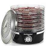 Elite Gourmet Electric Food Dehydrator, 5 BPA-Free 11.4” Trays, Adjustable Temperature 95°F–158°F, 350W Snack Maker for Jerky, Fruit, Vegetables, Herbs & Pet Treats, Black