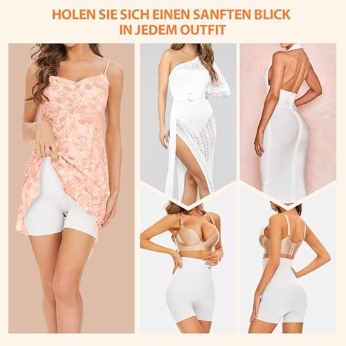 SIMIYA Bauchweg Unterhose Damen Hohe Taille Shapewear Leichte Bauchkontrolle Nahtlose Miederhose Leggings Kurze Figurformende Miederpants Unter Kleid Kurze Unterwäsche (Weiß, XL)