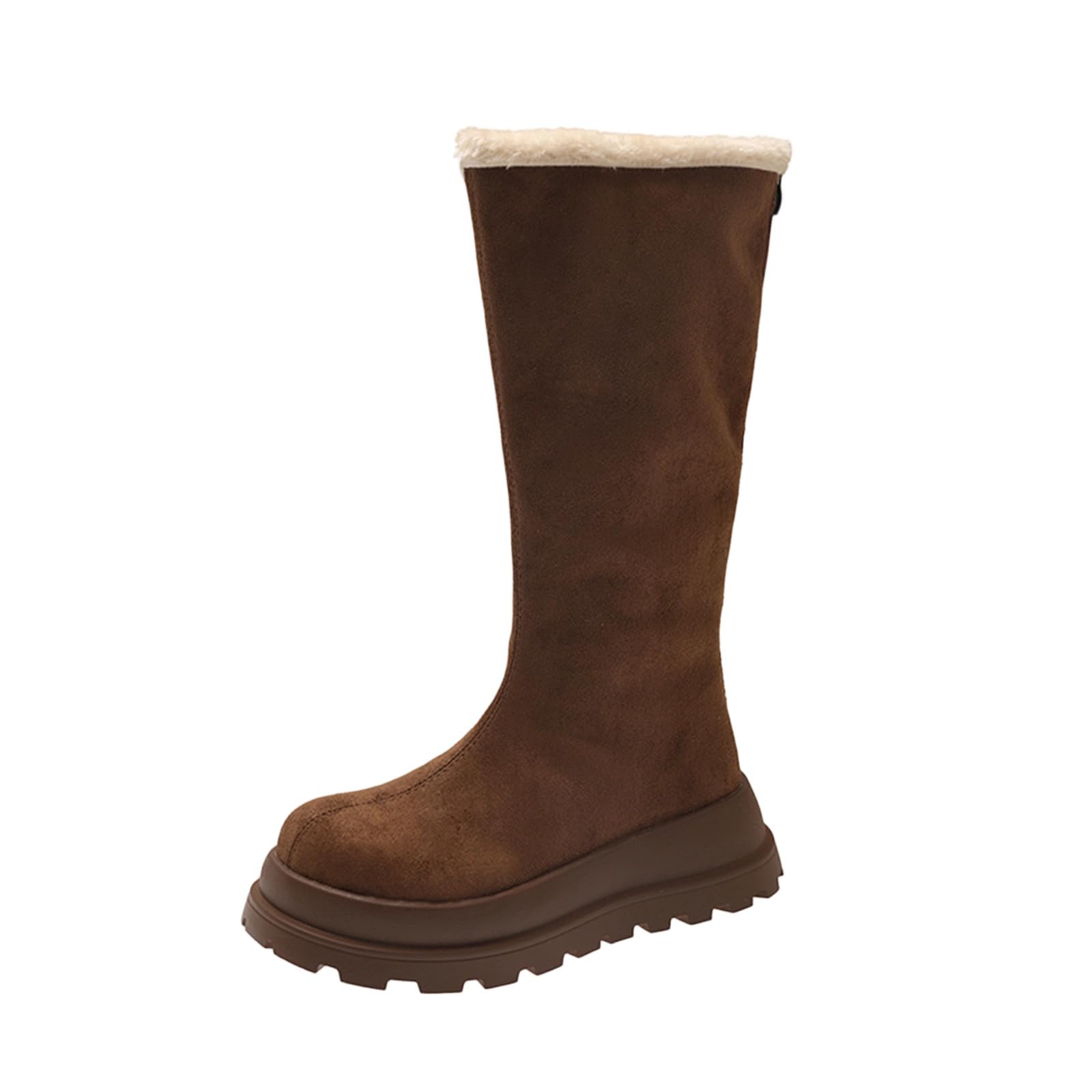 Winter Snow Boots for Women Mid Calf Chunky Low Heel Shoes Warm Fur Lined Boot Ladies Slip on