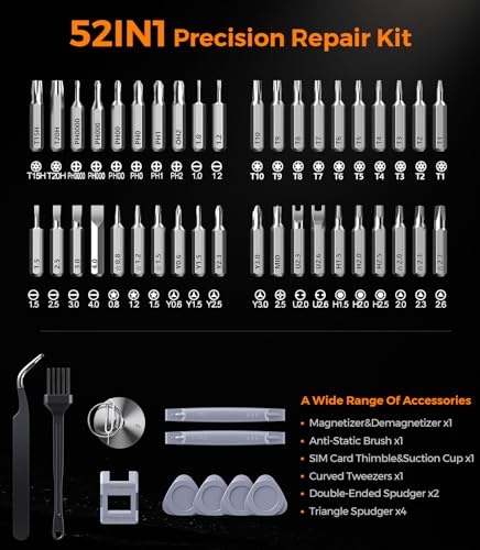 [Updated] Wesdut 52 in 1 Precision Screwdriver Set, [Super Durable] S2 Alloy Magnetic Screwdriver Repair Kit, Portable Mini Electronics Repair Tool for Phone Laptop PC Xbox Switch Watch Eyeglasses - image 2