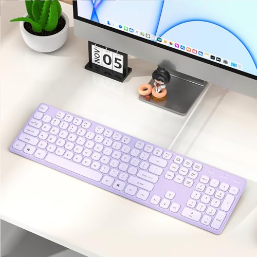 Image of USB Wired Keyboard for window,Comfortable Quiet Chocolate Keys, Durable Ultra-Slim Wired Computer Keyboard(QWERTY) for PC, Windows 11 /10 /8 /7 /XP /Vista KB1430 (KB435 Purple, Wired Keyboard For Windows)