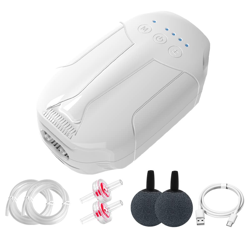 VANSUKYAC/DC 3Watt Waterproof Oxygen Pump with USB Powered/Chargeable,Double-hole air outlet,Air volume is 3L/min