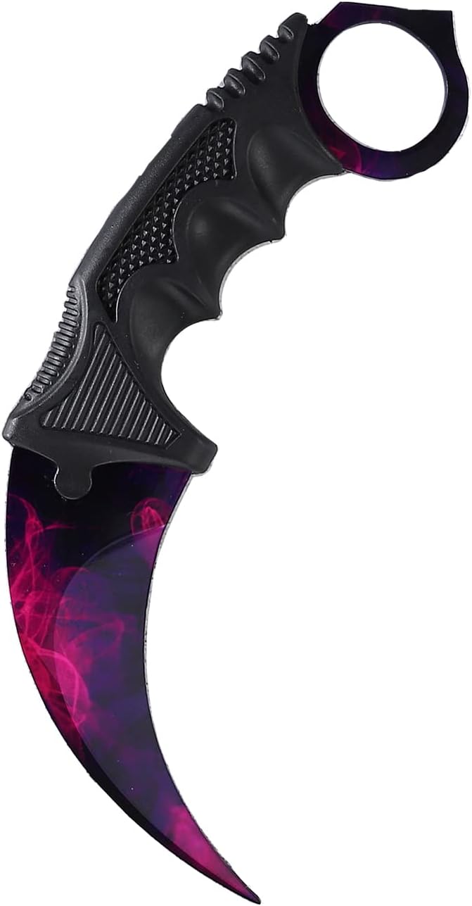 TOPOINT Karambit Knife, Stainless Steel Fixed Blade Knife with Sheath and Cord Knife CS-GO for Hunting Camping and Field Survival (Purplish+Red)