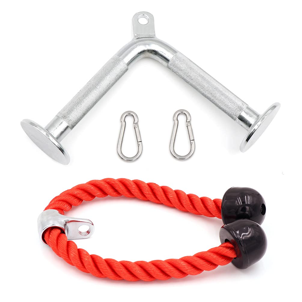 Buy IADUMO Gym Cable Attachments Set, Tricep Pulldown Rope, VShaped Bar, Rotating Straight Bar