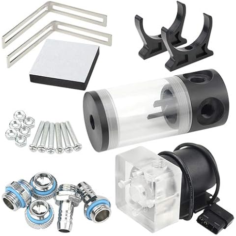 BXQINLENX 600L/H 19W DC12V CPU Cooling Heat Exchanger Water Pump Tank 86 ml CO2 Cooler Cover