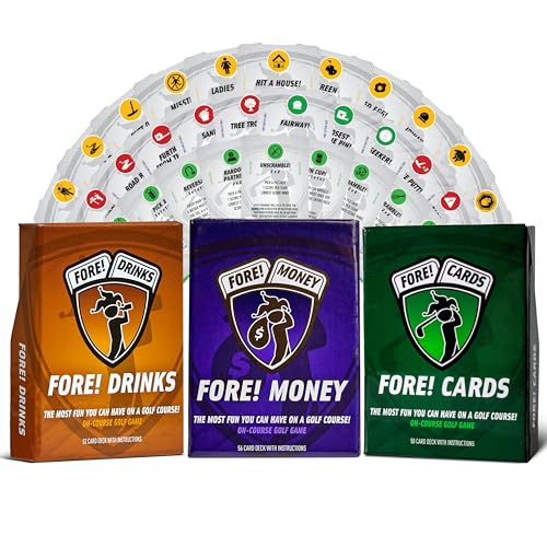 Fore! Cards 3 Game Bundle – Fun And Strategic On-Course Golf Games For Groups – Games For Every Type Of Golfer – Gift For Men And Women – Interactive On-Course Golf Card Games