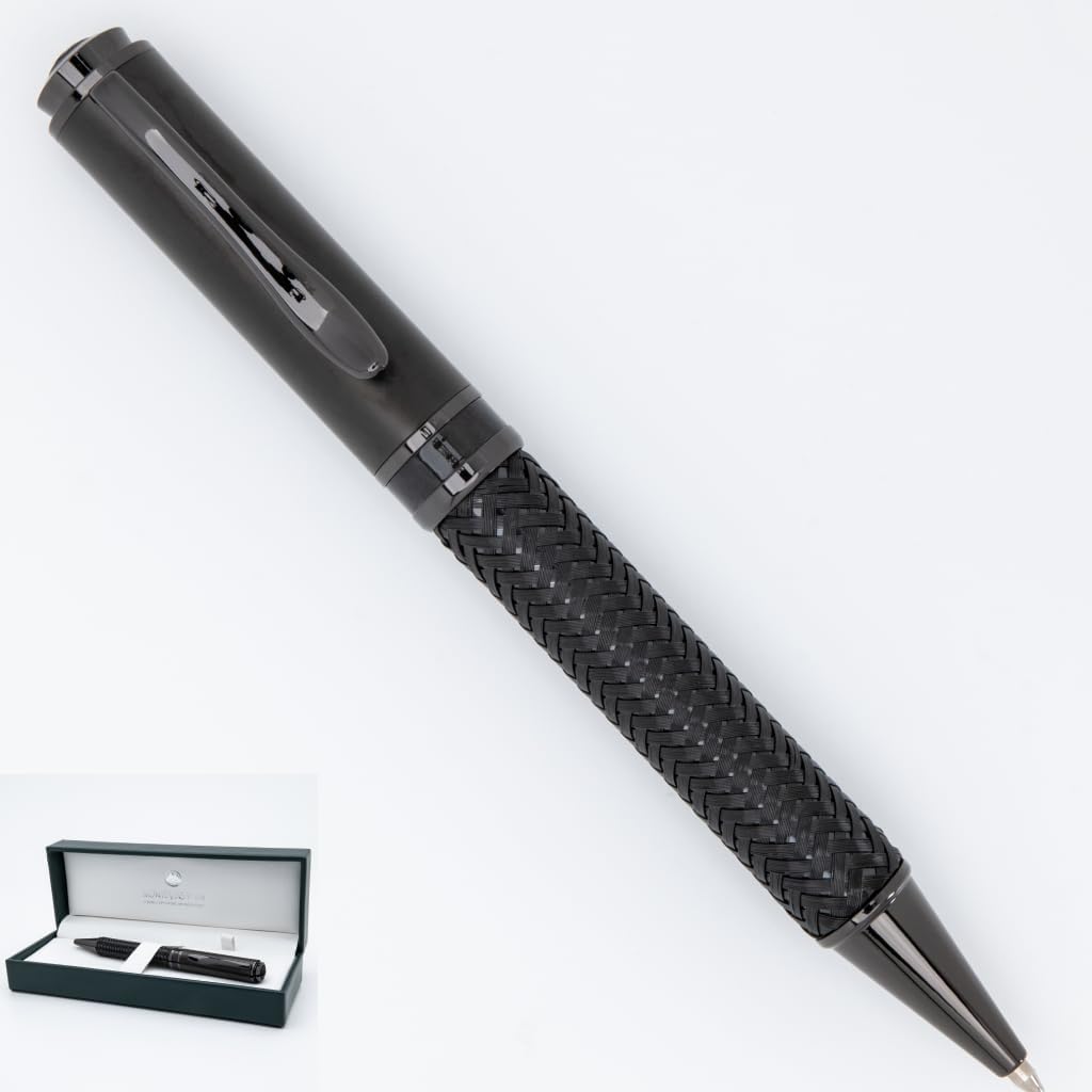 Monteverde USA Innova Formula M Luxury - Penna a sfera con finitura in carbonio nero - Inchiostro gel blu liscio - Design moderno - Penna Parker ricaricabile