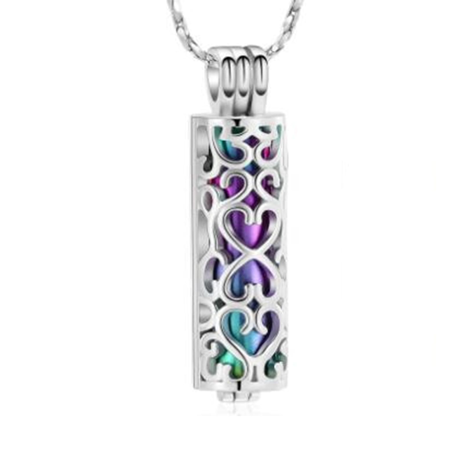 Cremation Jewelry Urn Necklace for Ashes Pendant with Hollow Glass Vial Cylinder Cremation Keepsake Memorial Lockets Ashes Holder for Women Men Pet