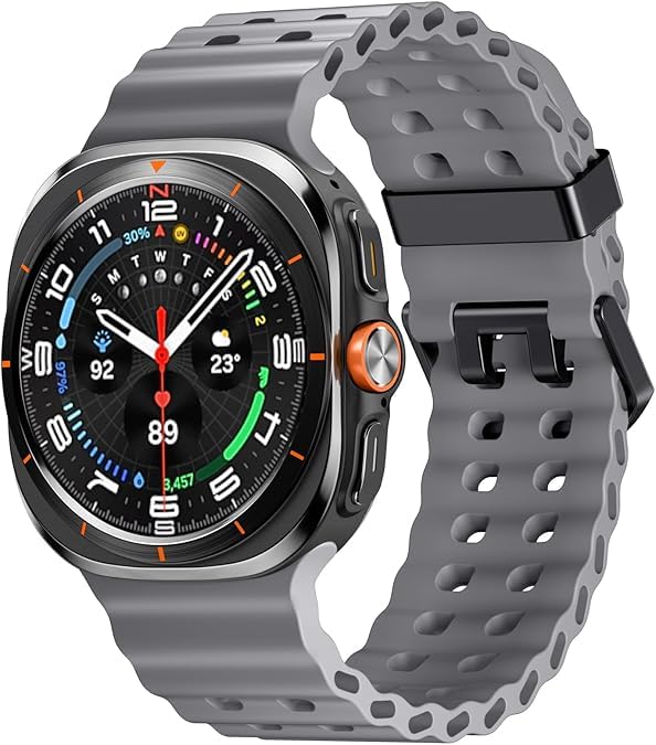 Image of CERLINK Ocean Silicone Sport Bands For Samsung Galaxy Watch Ultra 47MM Band, Adjustable Breathable Soft Waterproof Strap For Galaxy Watch 7 Ultra