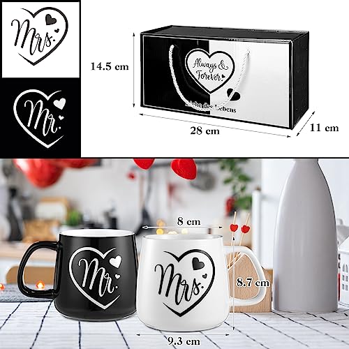 LIHAO Mr en Mrs mokken partnermokken bruidspaar huwelijk verloving koffiebeker mok bruiloft geschenken 2 stuks - Afbeelding 3