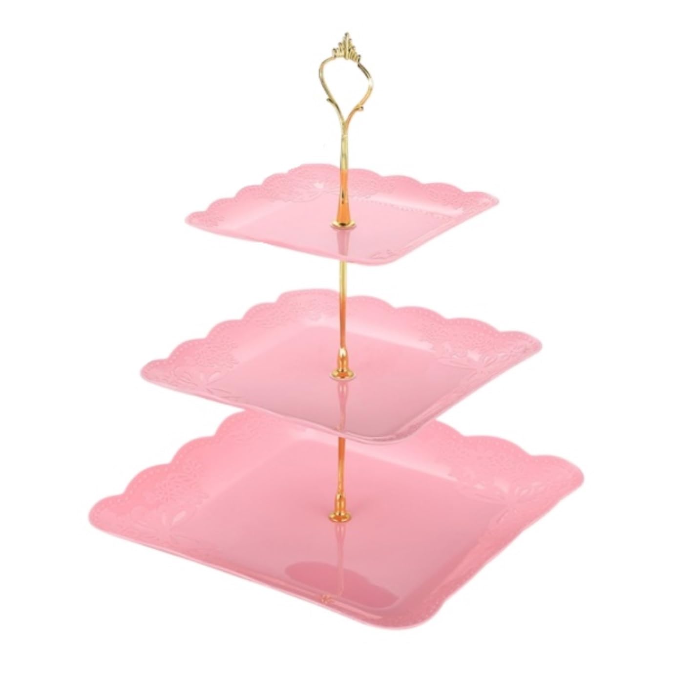 ZWQXZX Dessert Fruit Display Serving Platter Cake Plate Stand Dessert Display Cakes Wedding Tea Party(Pink)