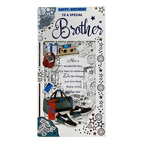 FANTASTIC COLOURFUL EMBOSSED TO A SPECIAL BROTHER BIRTHDAY GREETING CARD Cover