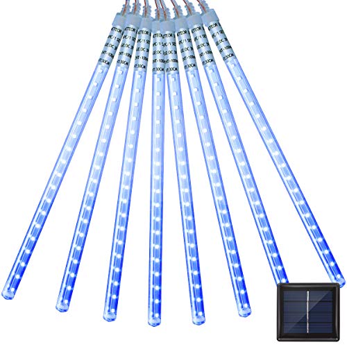 Vmanoo LED Outdoor Lights 8 Tube Meteor Shower Rain Lights Solar Powered Icicle