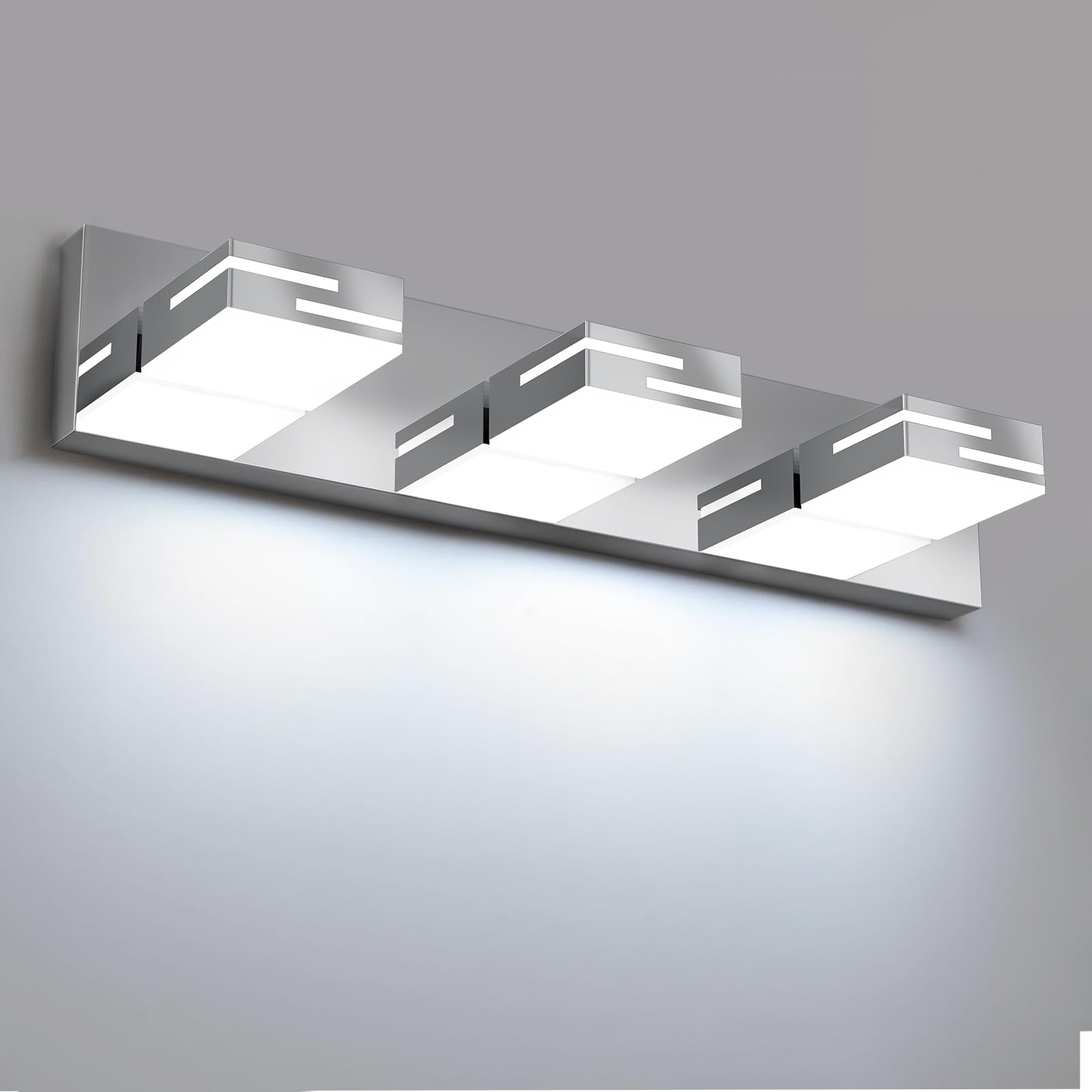 LED Modern Bathroom Vanity Light Fixtures 3-Light 22-inch Dimmable Chrome Vanity Lights for Bathroom Lighting Fixtures Over Mirror