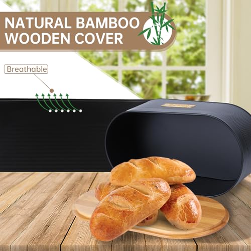 Lannvan Portapane Nero - con coperchio ermetico in...