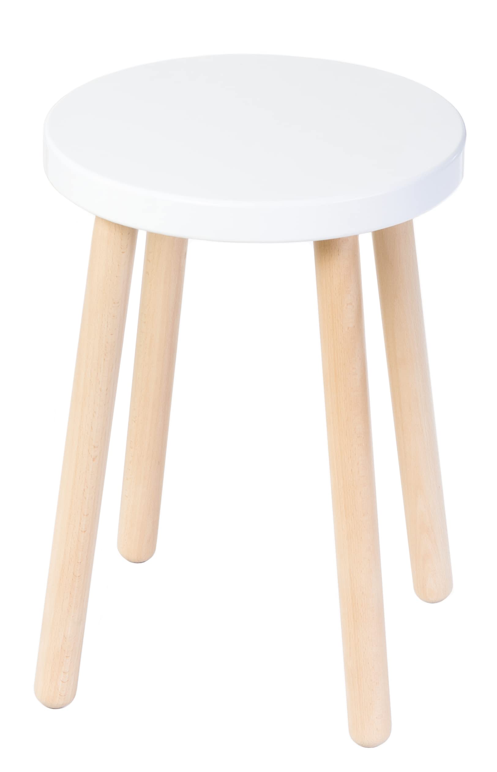 Spec-Wood Wooden Stool - Wooden Bar Stool - Small Stool - Kitchen Stool - Wooden Flower Stand - Small Coffee Table - White/Natural Beech
