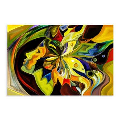 NOVELOVE Abstrait Couleur Face Contour Poster Et Imprime Mur Image Artwork Toile Peinture Home Decor Sans cadre-style 08x12inch (20x30cm) Cover