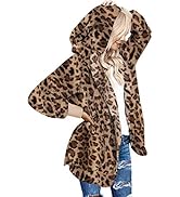 LookbookStore Womens Cardigan 2024 Winter Oversized Open Front Fleece Hooded Draped Pockets Jacke...