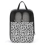 Golf Shoe Bags for Travel Women Men - Black Grey Leopard Print Fashion Travel Shoe Bags for Packing In Suitcase, Bowling Pointe Dance Soccer Cleat Sneaker Bag Organizer For Gym with Zipper