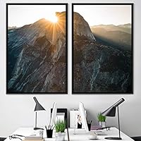 2 Piece Framed Canvas Wall Art Sunset in The Mountains Canvas Prints Home Artwork Decoration for Living Room,Bedroom - 16