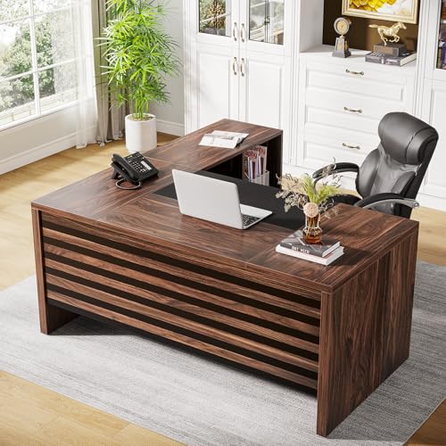 Image of Tribesigns 62.2 inch L-Shaped Executive Desk with Mobile File Cabinet