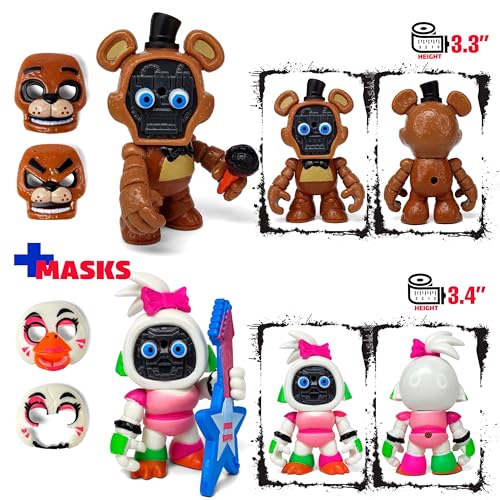 Set 12 pcs Inspired by Game Five Night at Freddys Toys | Mini Figures Collection with Masks | FNAF Action Figure [Rockstar Bonnie, Montgomery Gator, Chica, Human Security, Radioactive Foxy etc.] - Thumbnail 6
