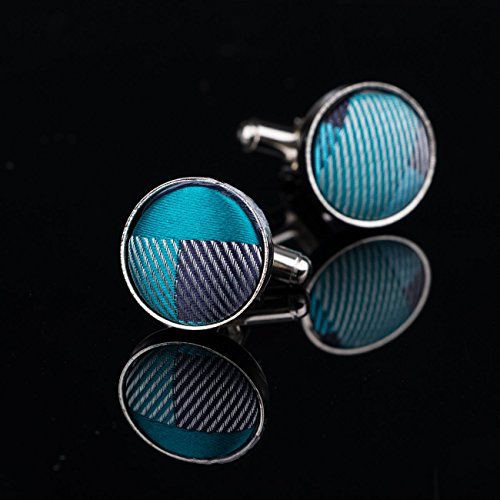 Image of Barry.Wang Plaid Ties Checkered Mens Silk Necktie Handkerchief Cufflinks