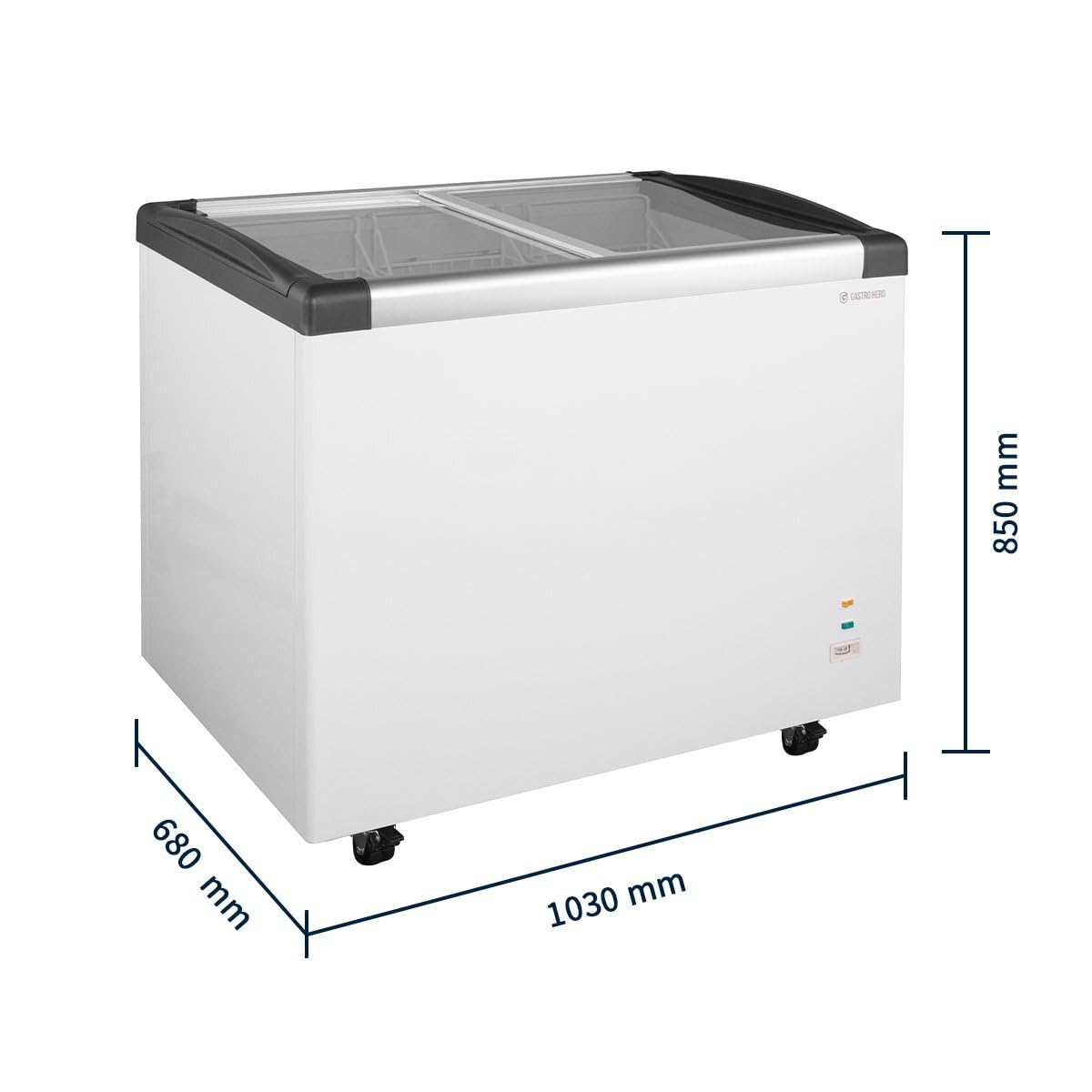 GastroHero Gefriertruhe ECO 350 I Tiefkühltruhe groß 273L I Kühltruhe abschließbar I Gefriergerät mit Glasschiebedeckel I -18°C bis -22°C