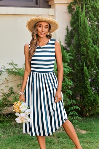 Image of Zeagoo Women's Summer Tank Midi Dress with Pockets Floral Sleeveless A-Line Casual Loose T-Shirt Dresses Beach Sundress 2026