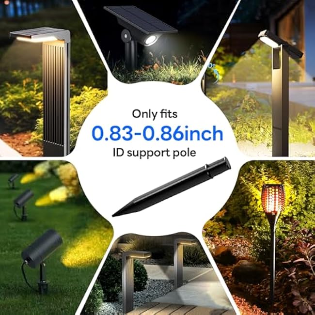 8 Pack Reinforced Ground Stakes, 0.83 x 8.27 Solar Lights Spikes, ABS Plastic Replacement Nails for Solar Pathway Lights Spot Lights Torch Lights Garden Lights