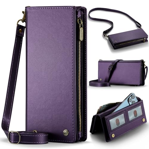 COVO Small Crossbody Bags for Women - RFID Blocking Clutch, Cell Phone Purse, Phone Purses with Crossbody Strap, Fits 6.1-6.7 Inch Phones, PU Leather Magnetic Strap - for Women and Men-PURPLE
