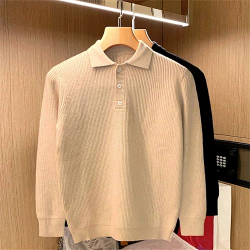 Men Fashion Winter Solid Knitted Tops Thicken Lapel Pullovers Business Leisure Sweater Tops2