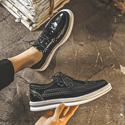 Men's Leather Wingtip Dress Sneakers Comfort Lace Up Brogue Oxfords for Casual Fashion Walking Daily Wear4