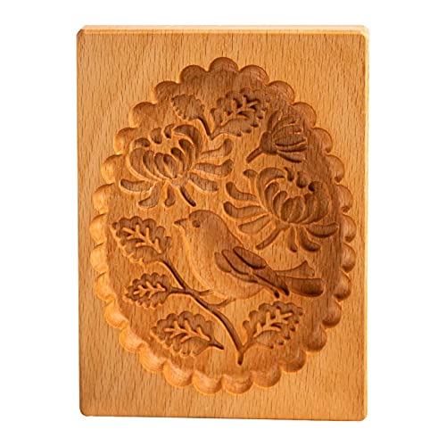 Molde de galletas de madera 3D, herramientas de molde para hornear en relieve, sello de galletas de jengibre, herramienta para hornear panadería (02)