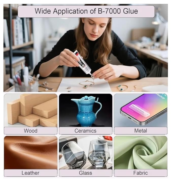 Image of B7000 Multipurpose Adhesive Glue | Jewelry, Beads, Clothes, Shoes, Fabrics,Screen Repair, Metal, Stone, Glass, Mobile Phones,Artificial Crystal Crafts (pack of 2)