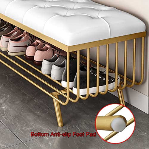 Rangement moderne en métal pour chaussures avec banc capitonné entrée