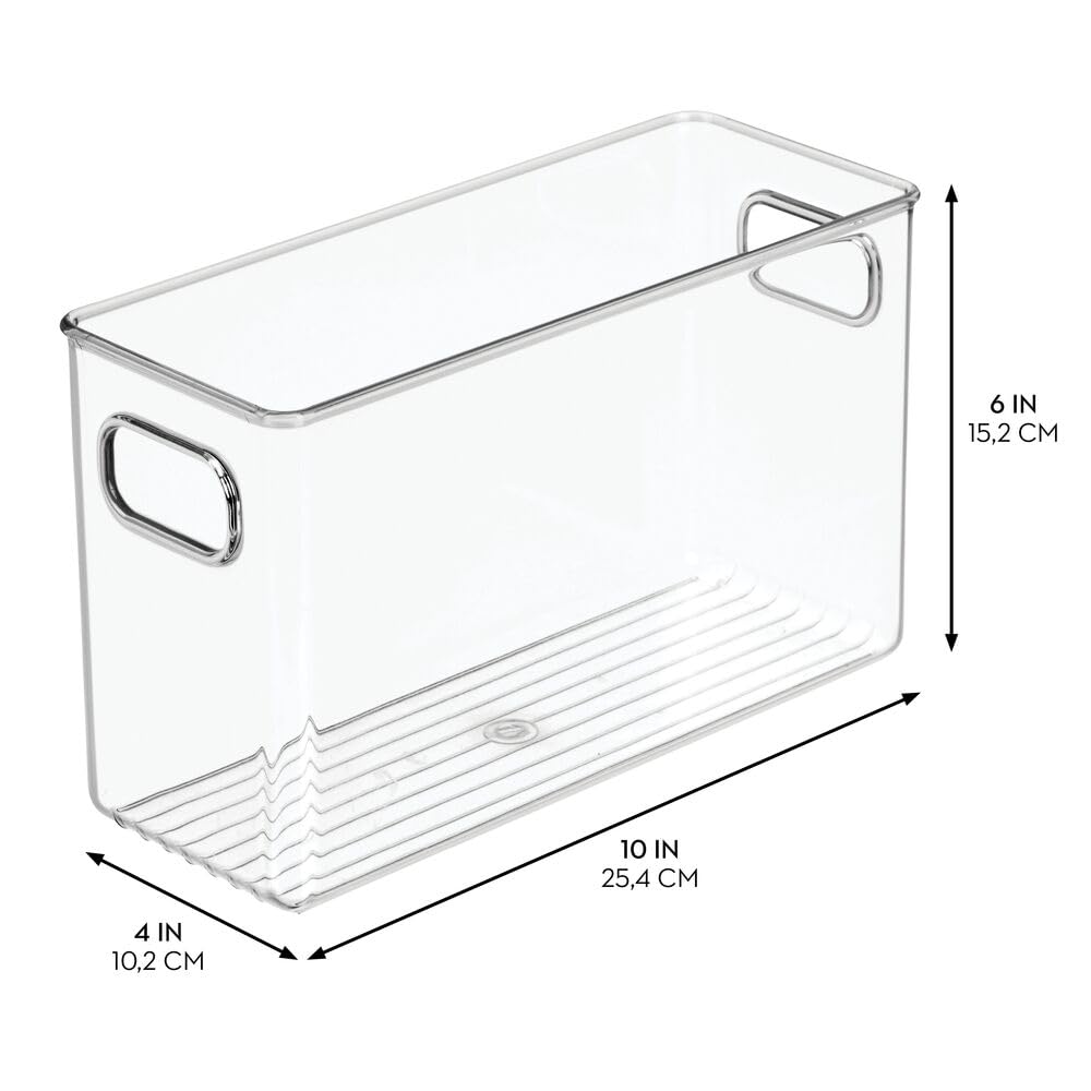 InterDesign iDesign - Contenedores de almacenamiento para despensa con asas, organizadores para armarios o nevera, juego de 4, transparentes