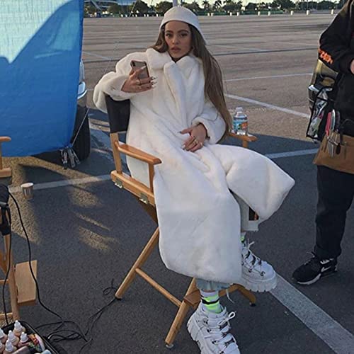 Fashion Women Winter Overcoat Warm Thicker Faux Fur Coat Long Oversized Cardigan Coat Solid Color Wrap Bathrobe Outwear3