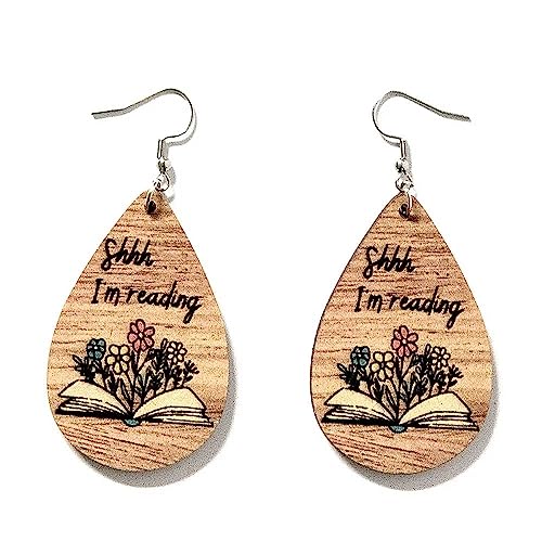 Azusa Sun Irregular Wooden Bookshelf Drop Dangle Earrings Fun Book Club Book Lover Earrings Librarian Earrings Decorative Earrings Gift for Women Teacher