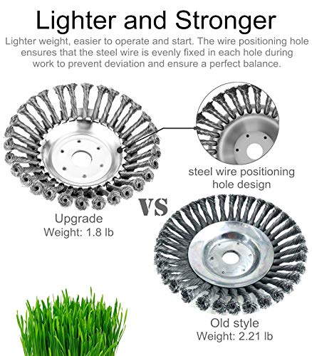 GS Alderaul Upgraded 8 in Steel Wire Brush Cutter Trimmer Head kit, 8 Pcs Weed Eater Wire Brush kit, with Weed Eater Blade Adapter Kit, for String Trimmers, Weed Eater Head, Lawn Mower, Rust Removal.
