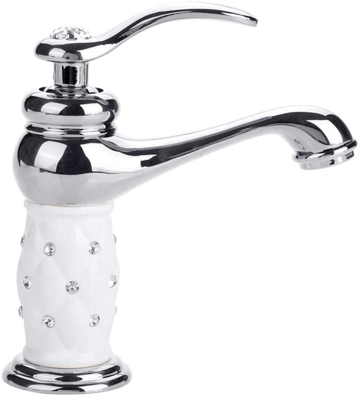 Grifo Monomando Monomando, Grifo Mezclador De Latón Macizo, Grifo De Agua Fría/Caliente con Adornos De Diamantes De Imitación para Grifo Mezclador De Lavabo