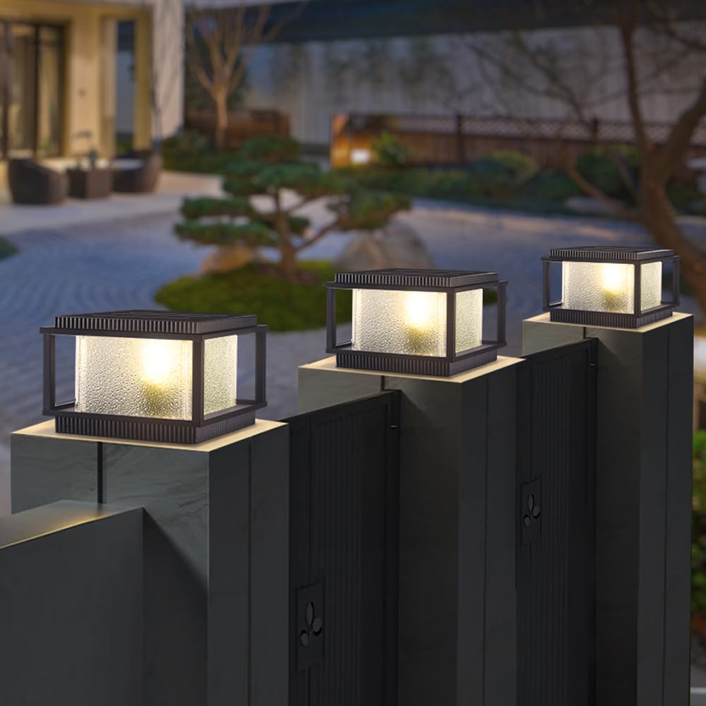 Luci da esterno energia słoneczna, iluminazione esterna, luce solare, nowoczesna lampa a colonna per patio, lampada a pilastro con telecomando, apparecchio di illuminazione a LED pe