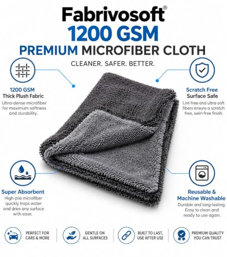 Image of 1200 GSM Twisted Loop Microfiber Car Cleaning & Drying Cloth (60x40 CM)