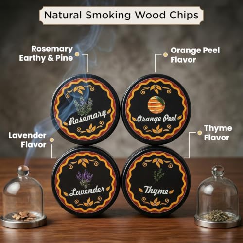 Image of Cocktail Smoker Kit by Perch with Torch | Whiskey & Bourbon Smoke Infuser with 4 Flavor Wood Chips & Smoke Filter | Old Fashioned Cocktail Smoker | Bar Accessories & Gift Set for Men