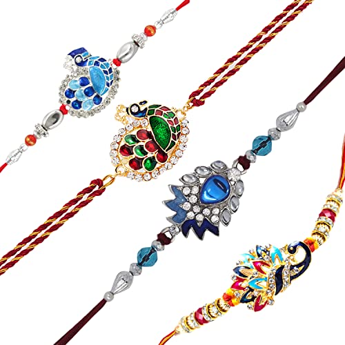 Image of Mahi Combo Set of 7 Beautiful Rakhi for Brother, Bhai, Bhaiya with Meenakari Work (PARCSO1105439PR)