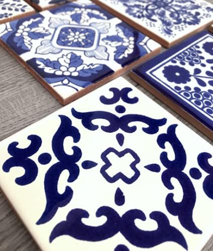 Miniatura 3 de Mixed Set of 8 Blue Mexican Tile Coasters