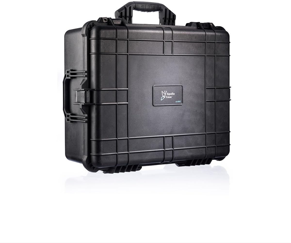 Apollo 6062 - Custodia protettiva in plastica resistente con schiuma multistrato, antiurto, design sottile, antigraffio e leggera, interno personalizzabile, Nero , Minimalista, plastica