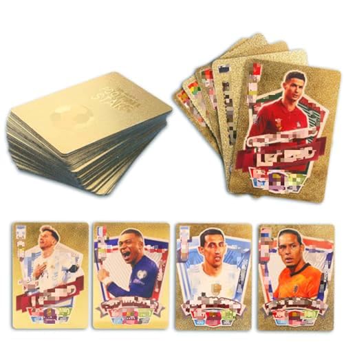 55 Fußballkarten Set Fußball Sammelkarten mit Weltstars wasserfest & reißfest Fußball Star Karten Geschenk für Jungen Mädchen WM Karten Fan Collectionfür Sammler